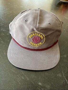 Portland Oregon Embroidered Rope Cap - Gray with Maroon Detail